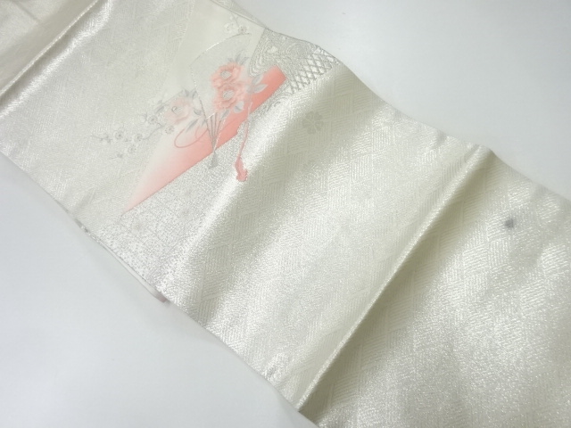 JAPANESE KIMONO / VINTAGE NAGOYA OBI / EMBROIDERY / BRANCH UME & CAMELLIA